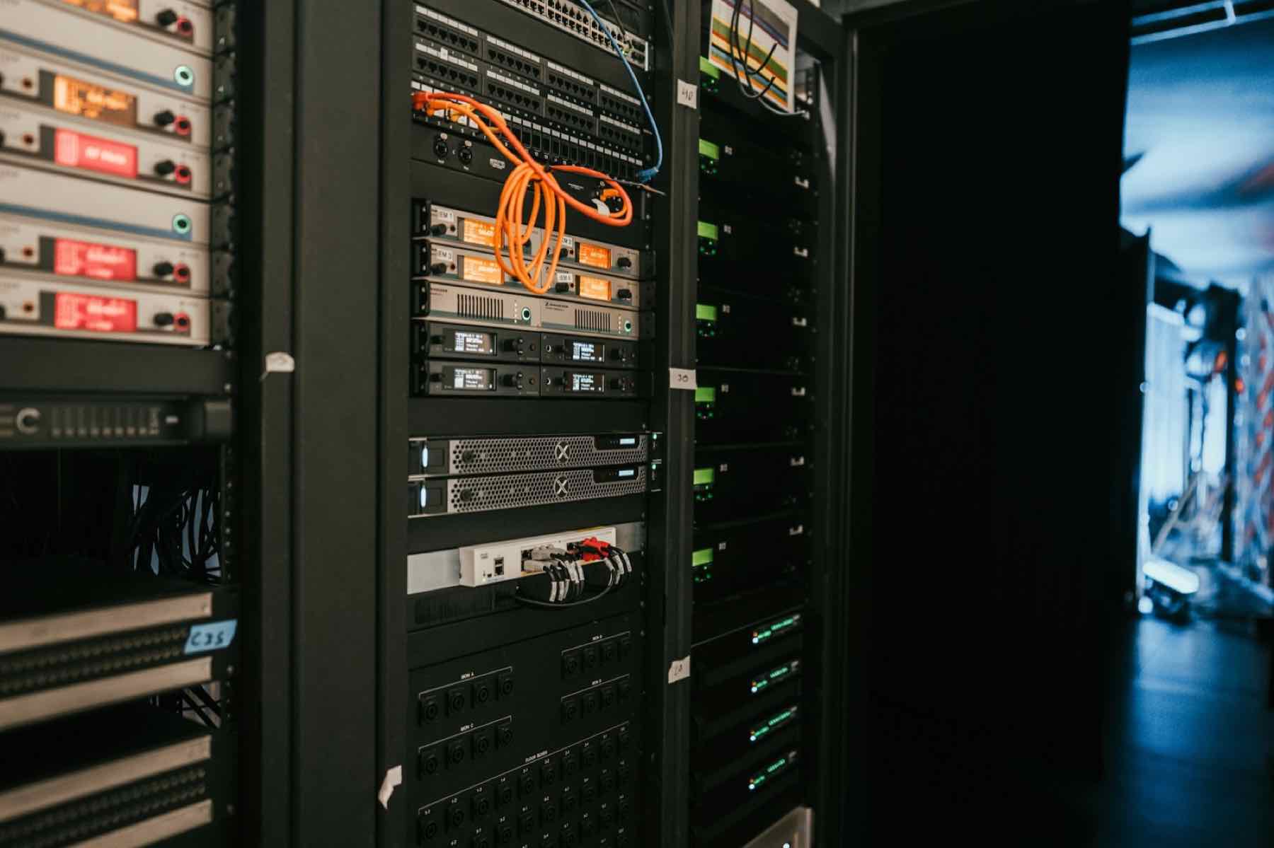 Server / comms rack with patch cabling